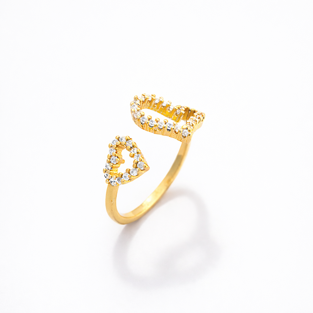 Twin Heart Spark Adjustable Ring