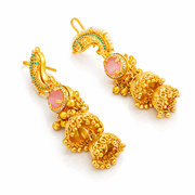 Elysian Pink Stone Peacock kashmiri ear-cuff earring