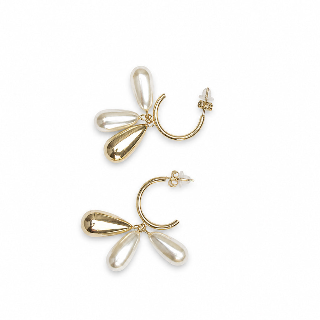 Pearl Trio Hoop Earrings