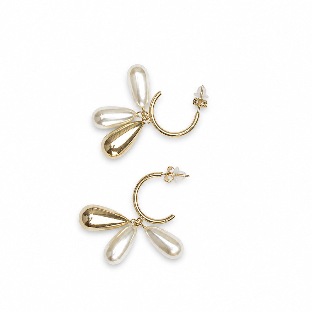 Pearl Trio Hoop Earrings