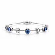 Evil Eye silver Charm Cable Bracelet
