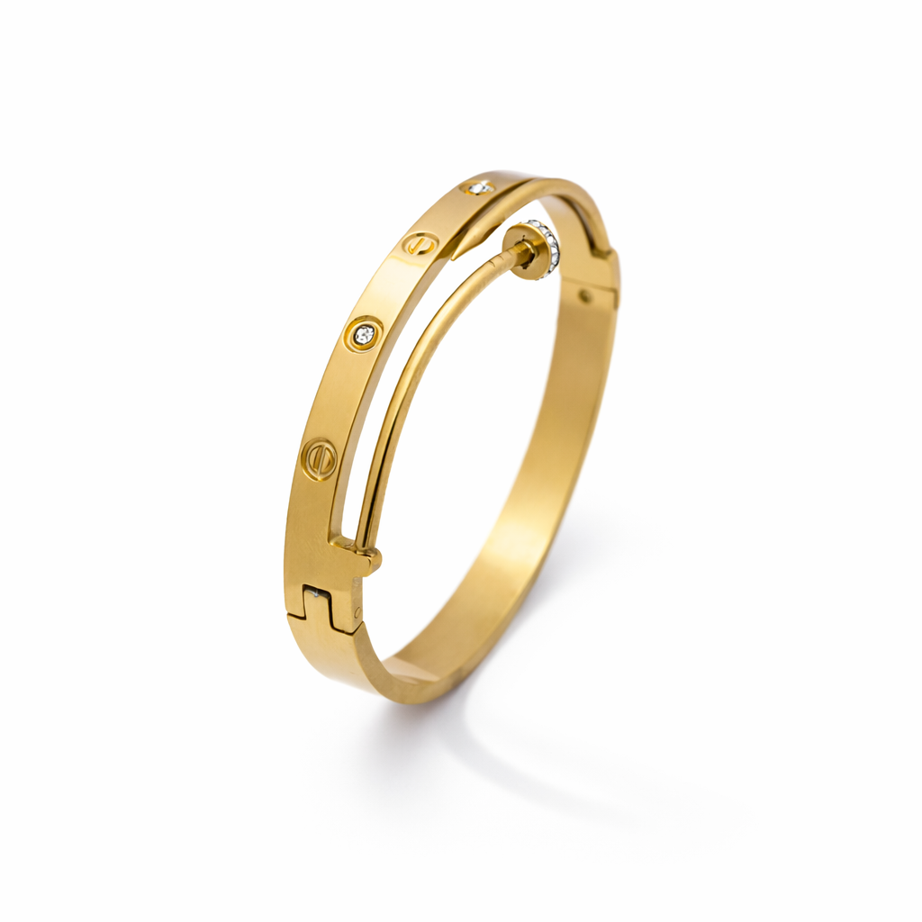 Screw Motif Crystal Bangle