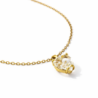 gold Faceted Clear Quartz Heart Charm Chain with pendant