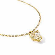gold Faceted Clear Quartz Heart Charm Chain with pendant