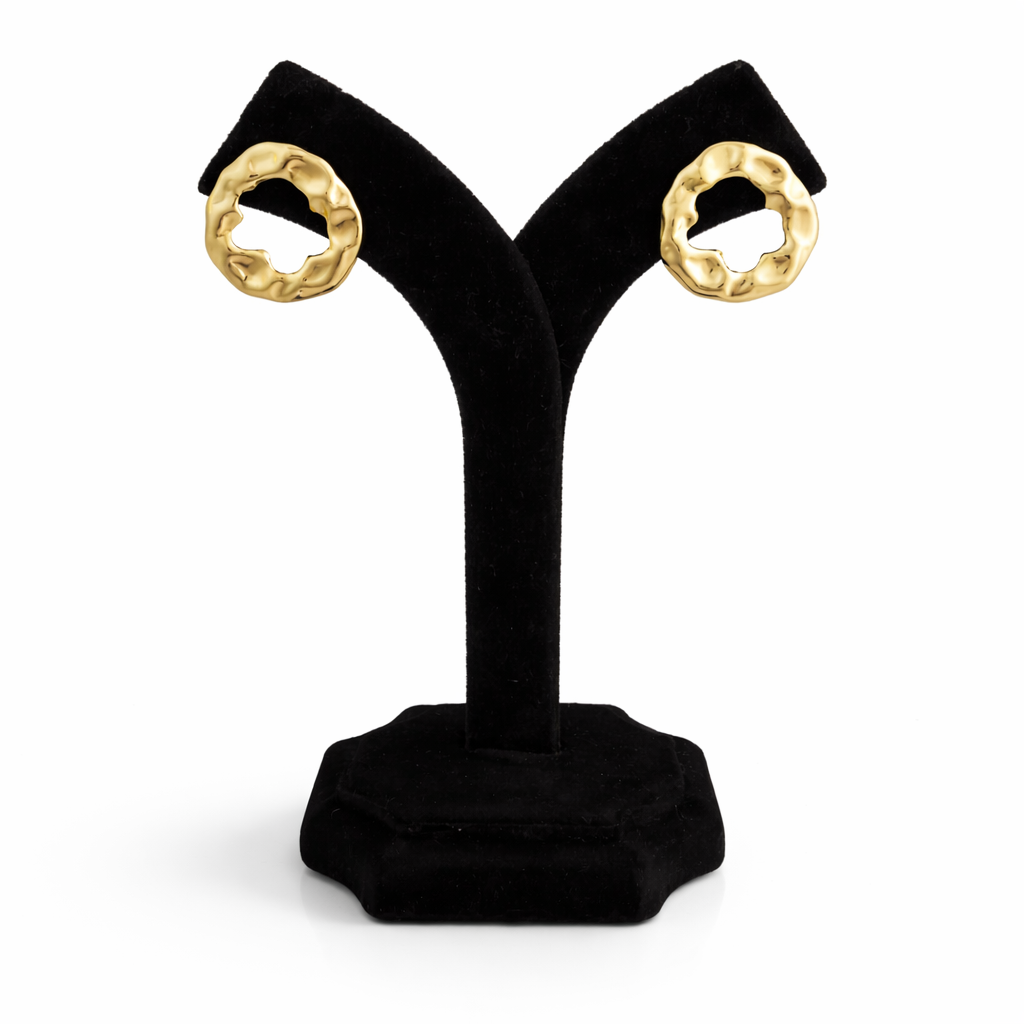 Sculpted Gold Texture Hoop Earrings