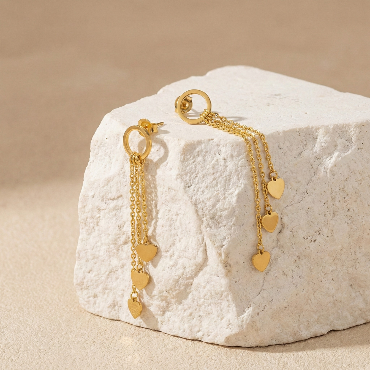 Glossy Heart Drop Hoop Earrings