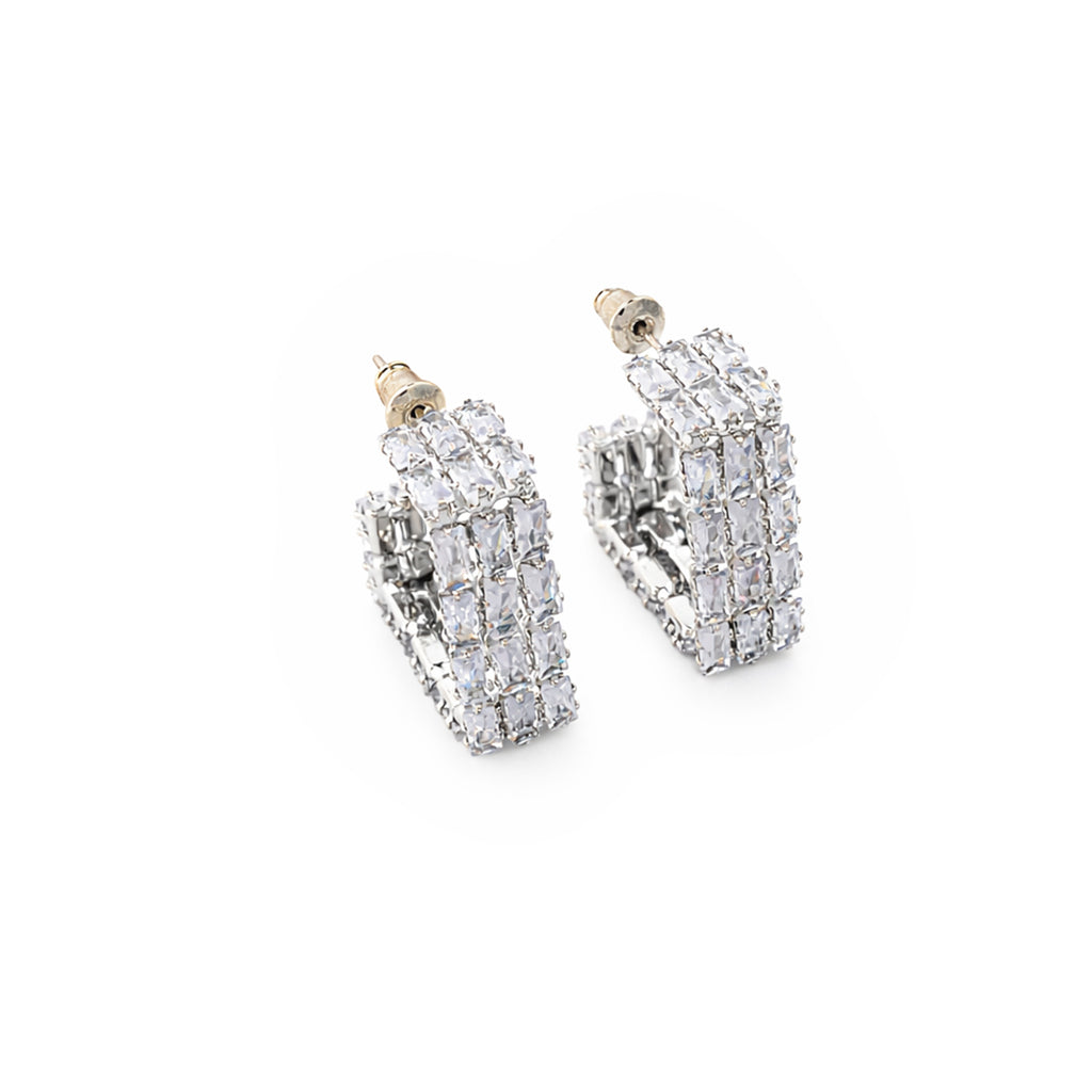 Crystal Royale Baguette Hoops Earrings