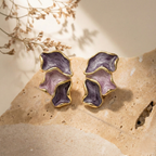 purple enamel petal earrings