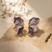 purple enamel petal earrings