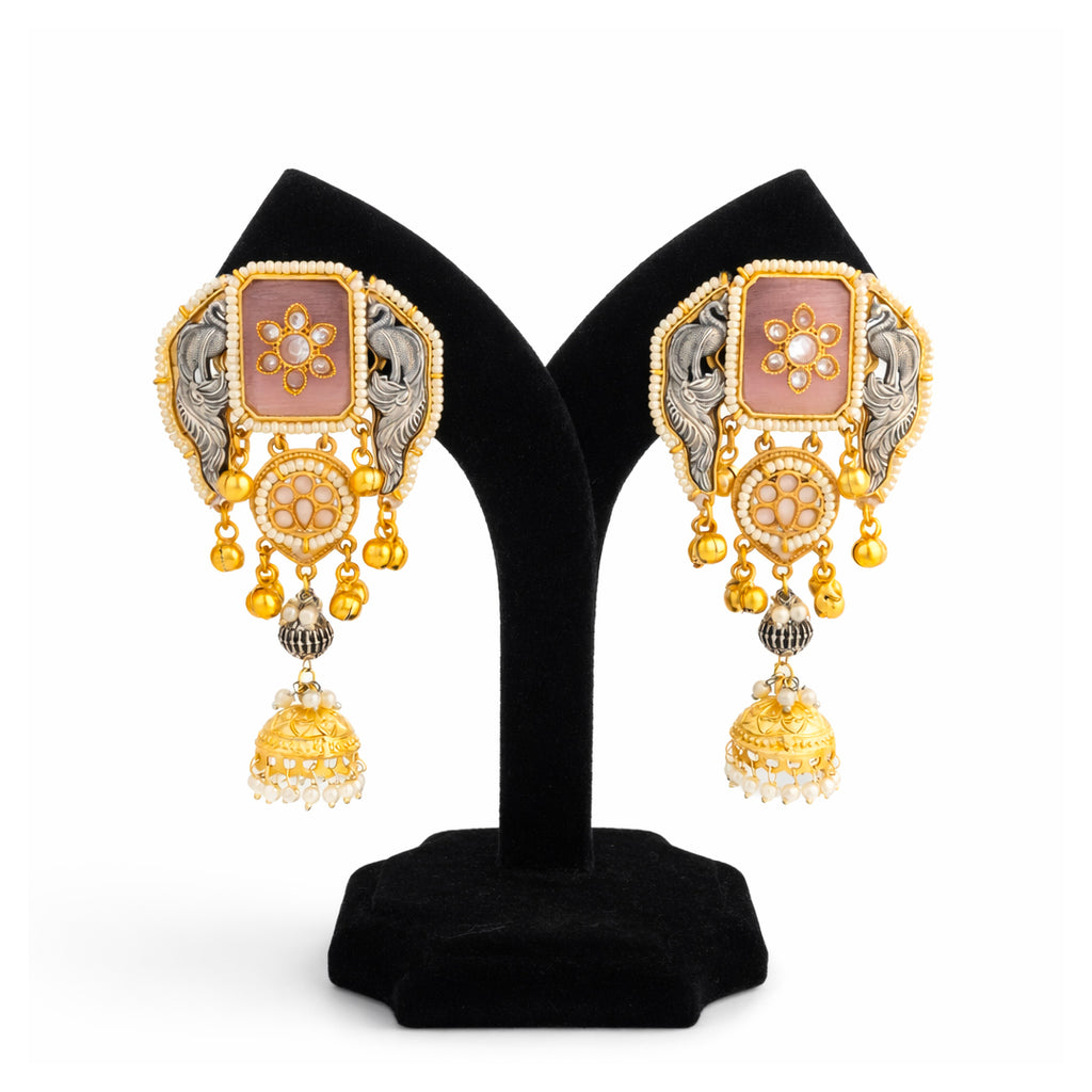 Gulbahar Gold Oxidised Kashmiri Earringss