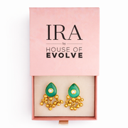 emerald ghungroo drop earrings