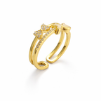 Golden Butterfly with Heart Adjustable Ring