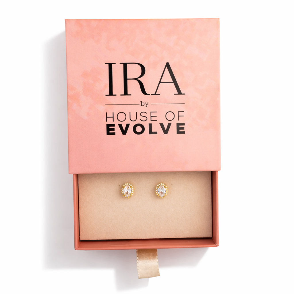 Regal Oval Crystal Stud Earrings