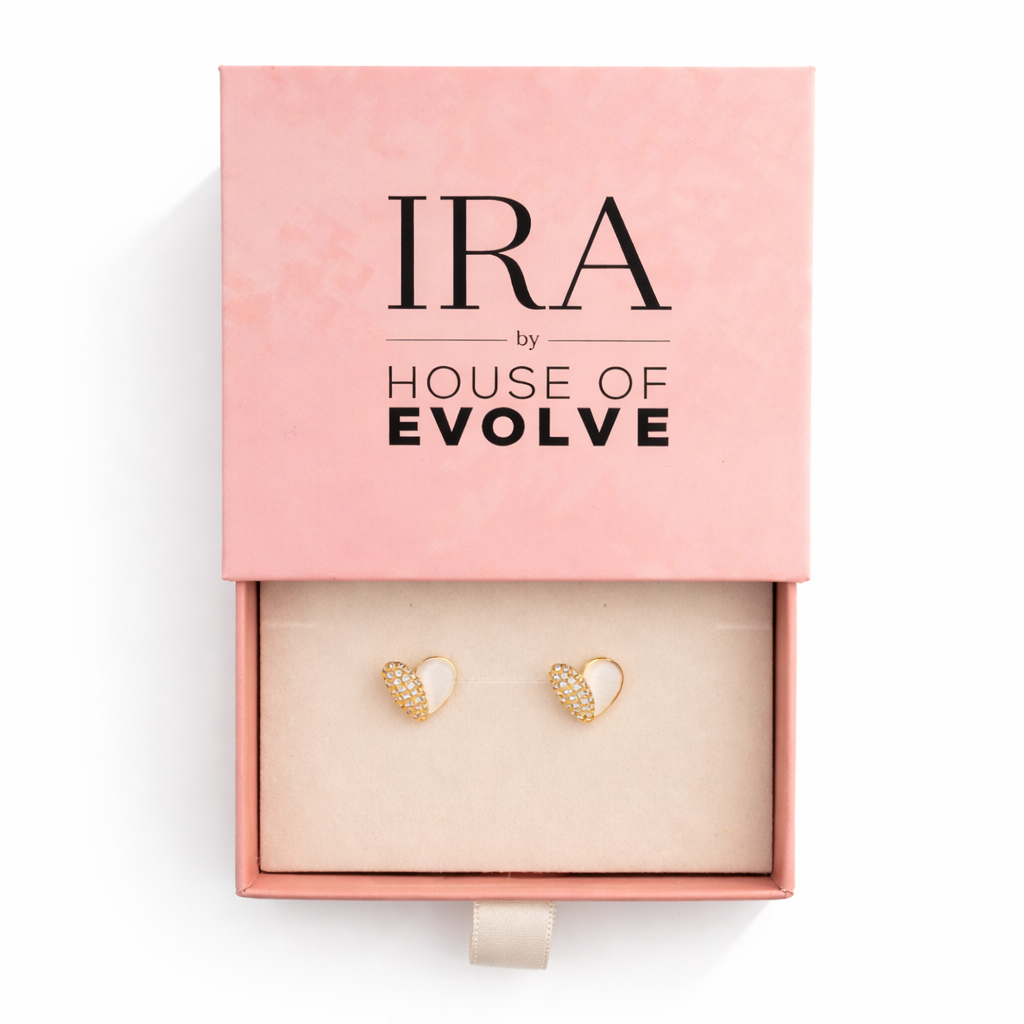 Pearl Kiss Crystal Heart Earrings