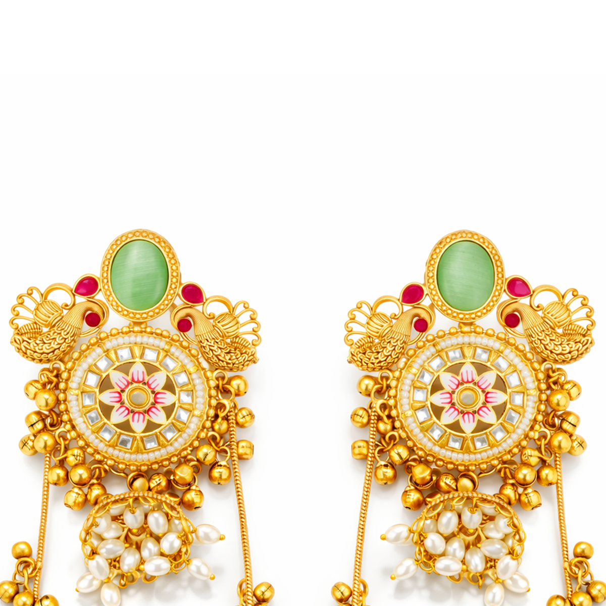 Peacock Polki Jhumka kashmiri Earrings