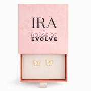 Golden Wing Butterfly Stud Earrings