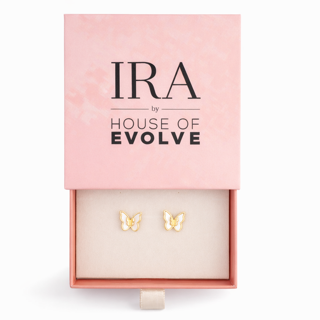 Golden Wing Butterfly Stud Earrings