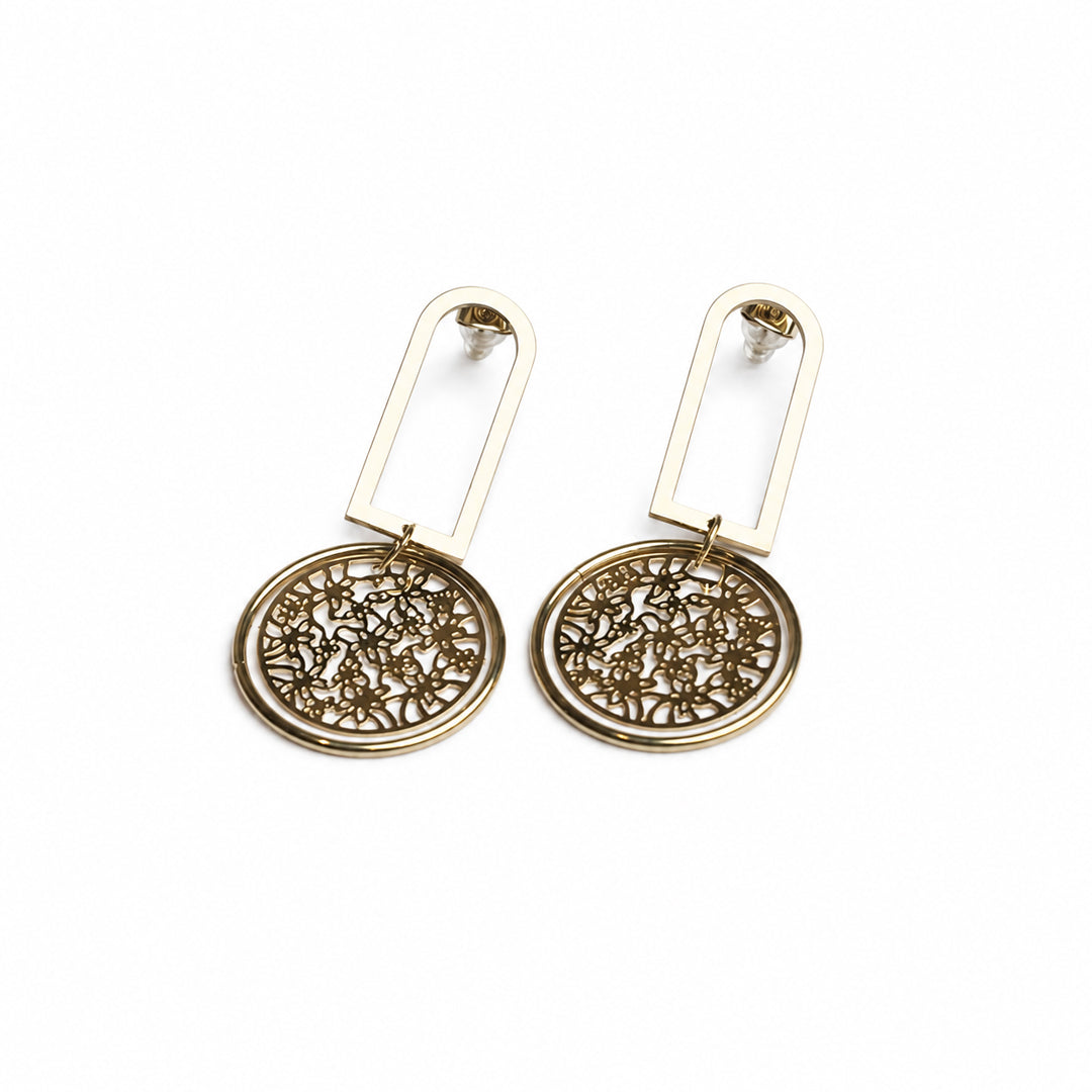 Floral Disk Hoop Earrings