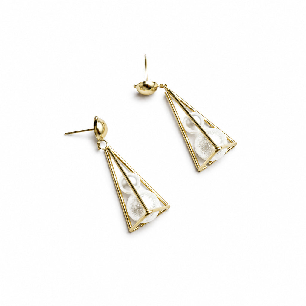 Pearl Pyramid Dangle Earrings