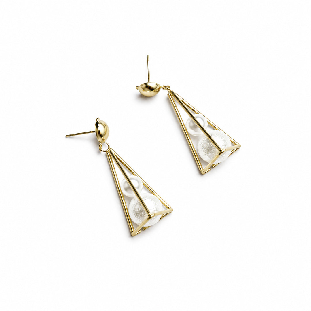 Pearl Pyramid Dangle Earrings