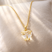 gold Faceted Clear Quartz Heart Charm Chain with pendant
