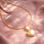 black & white Enamel firing Heart Chain with pendant
