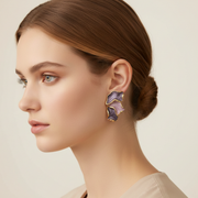 purple enamel petal earrings