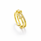 Golden Butterfly with Heart Adjustable Ring