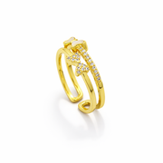 Golden Butterfly with Heart Adjustable Ring
