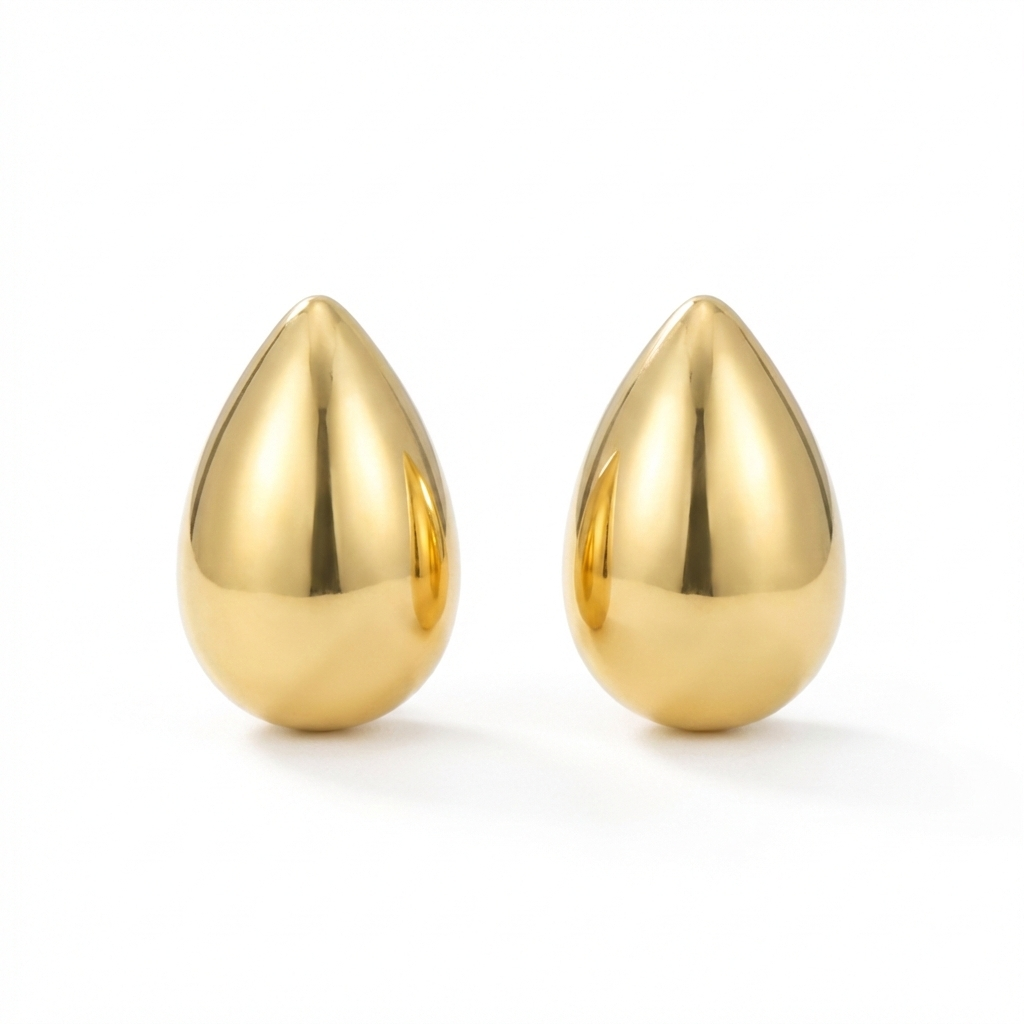 Gold Plated Teardrop Stud Earrings