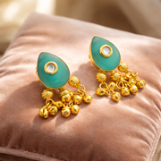 emerald ghungroo drop earrings