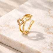 Golden Twin Heart Ear cuff