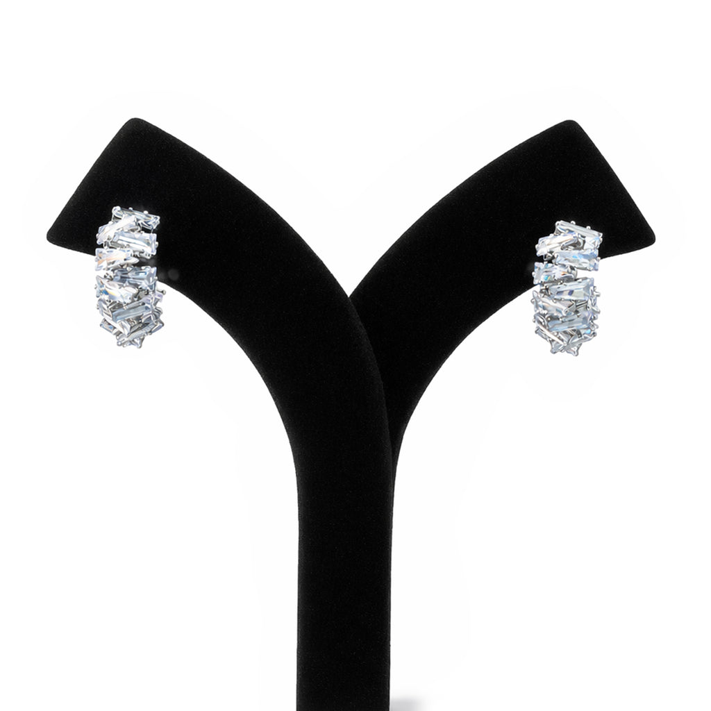 Aurora Baguette Curve Hoops Earrings