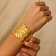 Organic Texture Gold Cuff Bracelet