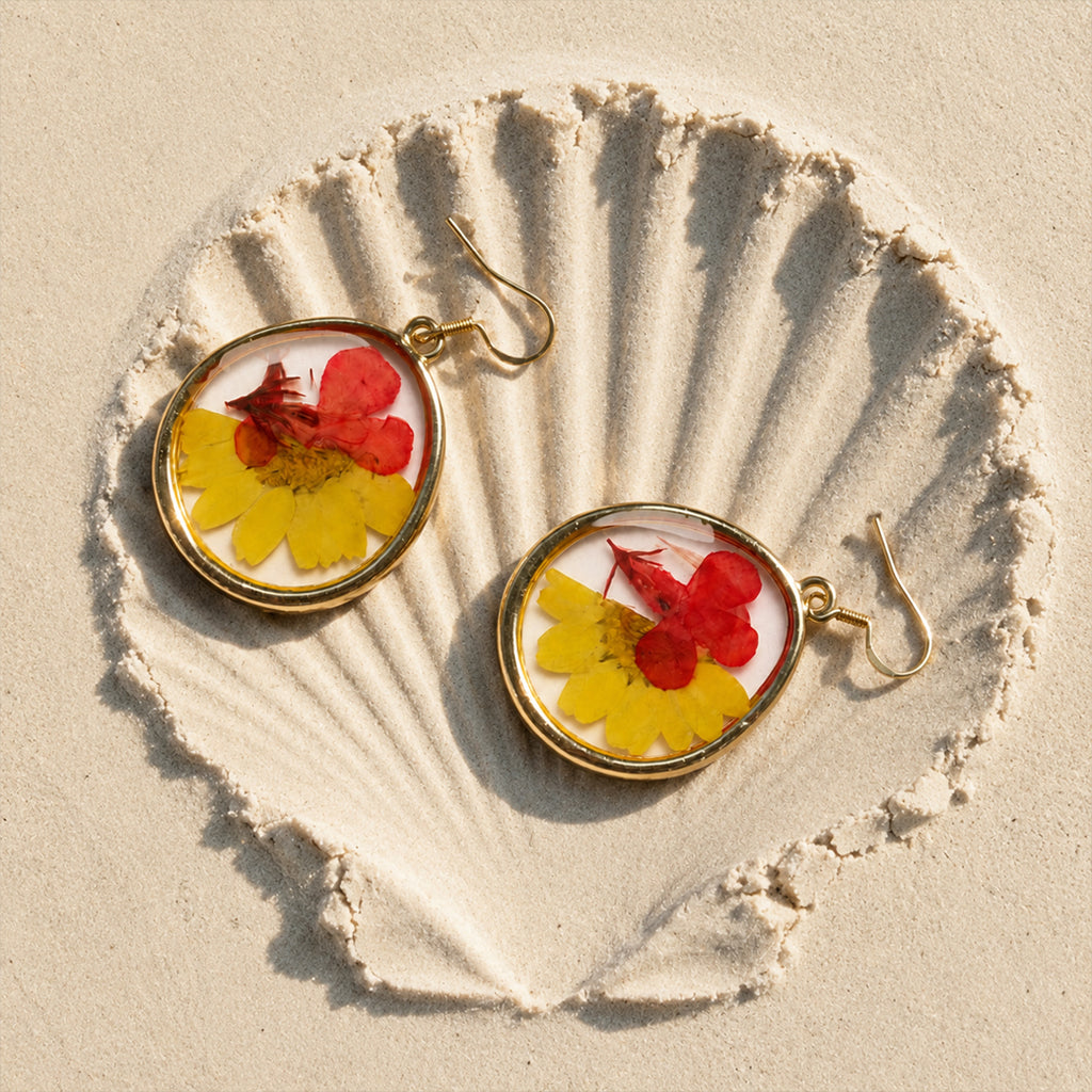 Hand Painted Sunflower Earrings