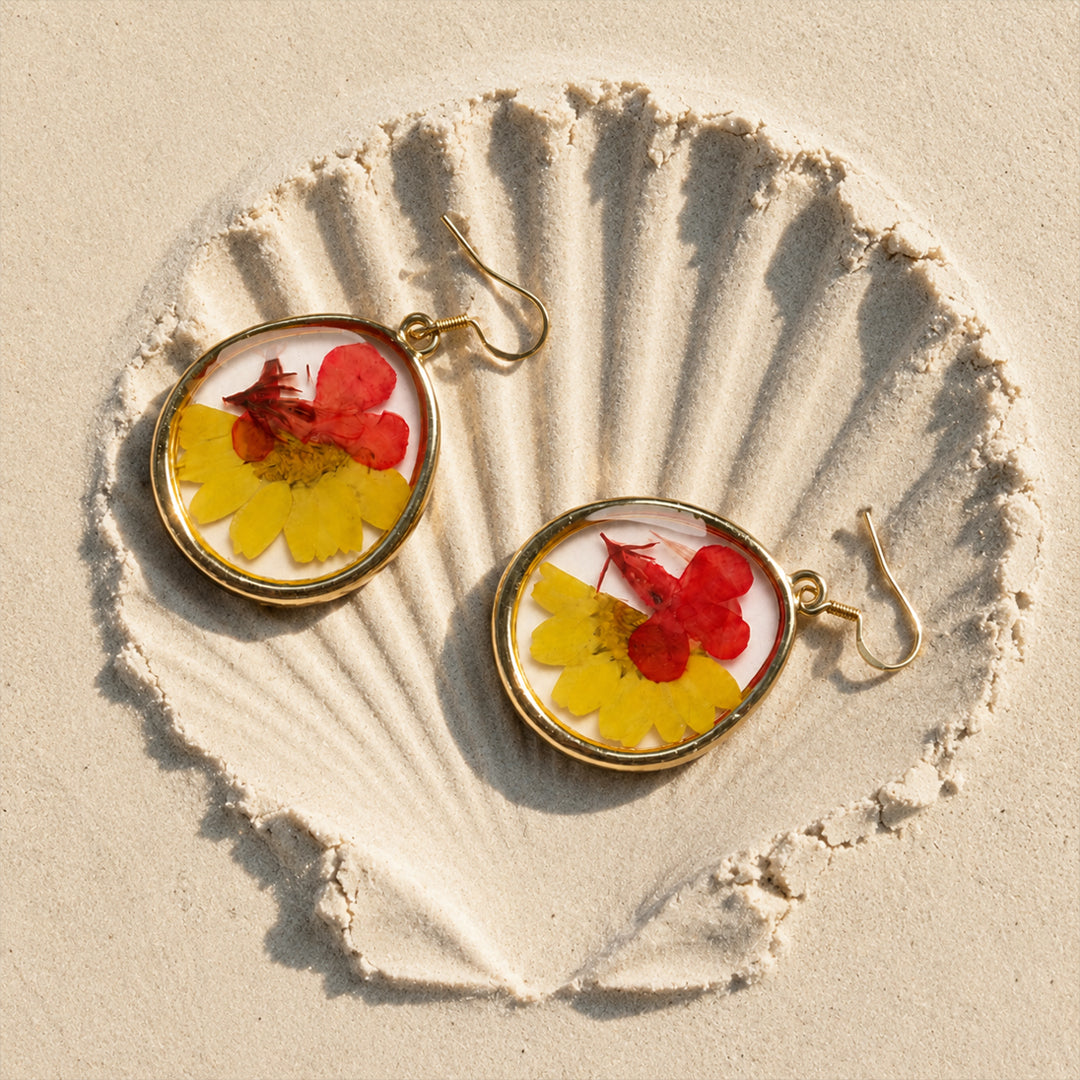 Hand Painted Sunflower Earrings