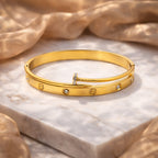 Screw Motif Crystal Bangle