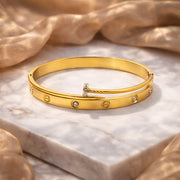Screw Motif Crystal Bangle