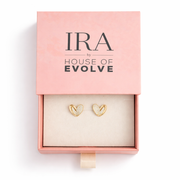 Golden Spark Heart Stud Earrings