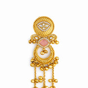 Chandbali Pink Stone kashmiri Jhumka Earrings