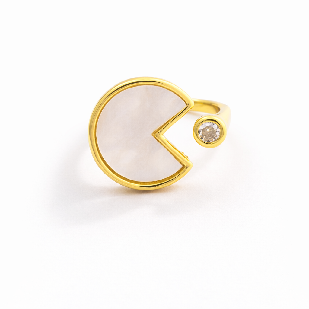 adjustable gold-plated Pac-Man ring
