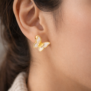 Golden Wing Butterfly Stud Earrings