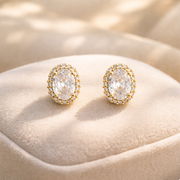 Regal Oval Crystal Stud Earrings