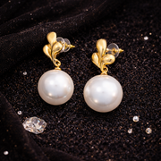 Golden Blossom Pearl Drop Earrings