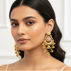 Kashmiri Gold Jhumka Earrings