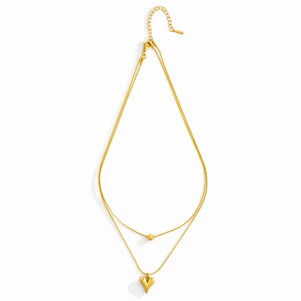 Velora Layered Heart pendant with Chain with pendant