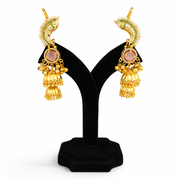 Elysian Pink Stone Peacock kashmiri ear-cuff earring