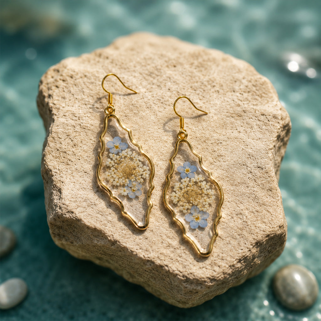 Hand-painted Forget-me-not earrings