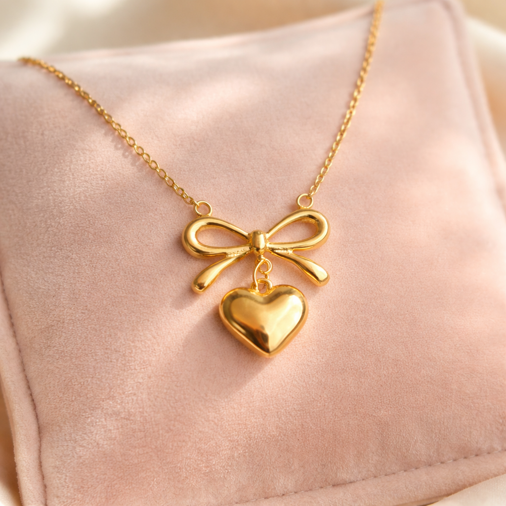 Ribboned Heart charm Pendant