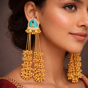 Antique Gold Jhumka Kashmiri Earrings